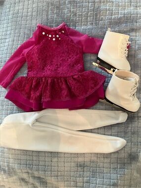 American Girl Doll skating outfit with skates  for 18 inch doll . Doll clothes